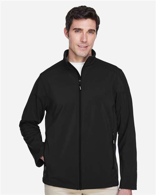 Core 365 88184 Men's Cruise Two-Layer Fleece Bonded SoftShell Jacket #color_BLACK