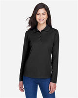 Core 365 78192 Ladies' Pinnacle Performance Long-Sleeve Piqu Polo #color_BLACK