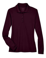 Core 365 78192 Ladies' Pinnacle Performance Long-Sleeve Piqu Polo #color_BURGUNDY