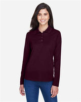 Core 365 78192 Ladies' Pinnacle Performance Long-Sleeve Piqu Polo #color_BURGUNDY