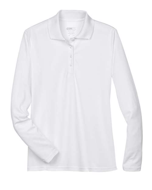 Core 365 78192 Ladies' Pinnacle Performance Long-Sleeve Piqu Polo #color_WHITE
