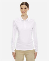 Core 365 78192 Ladies' Pinnacle Performance Long-Sleeve Piqu Polo #color_WHITE