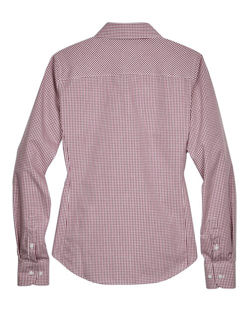 Devon & Jones D640W Ladies' Crown Woven Collection Gingham Check #color_BURGUNDY