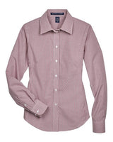 Devon & Jones D640W Ladies' Crown Woven Collection Gingham Check #color_BURGUNDY