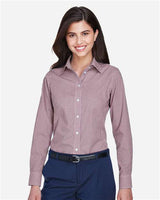 Devon & Jones D640W Ladies' Crown Woven Collection Gingham Check #color_BURGUNDY