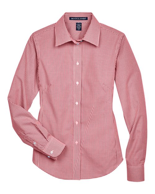 Devon & Jones D640W Ladies' Crown Woven Collection Gingham Check #color_RED