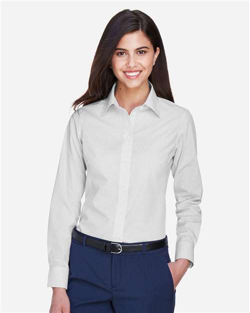 Devon & Jones D640W Ladies' Crown Woven Collection Gingham Check #color_SILVER
