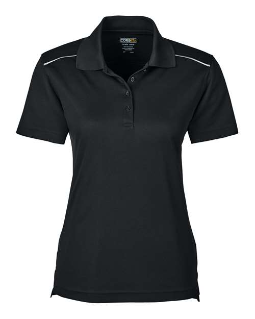 Core 365 78181R Ladies' Radiant Performance Piqu Polo with Reflective Piping #color_BLACK