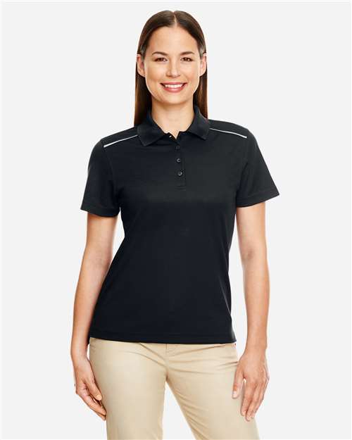 Core 365 78181R Ladies' Radiant Performance Piqu Polo with Reflective Piping #color_BLACK