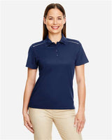 Core 365 78181R Ladies' Radiant Performance Piqu Polo with Reflective Piping #color_CLASSIC NAVY