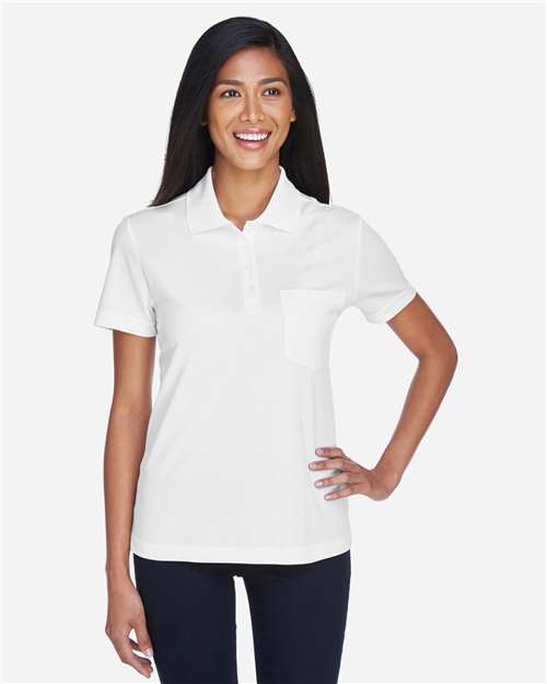 Core 365 78181P Ladies' Origin Performance Piqu Polo with Pocket #color_WHITE