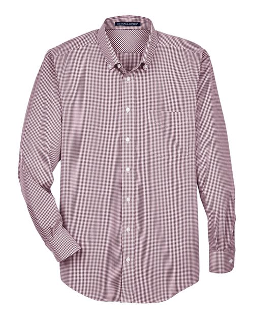 Devon & Jones D640 Men's Crown Woven Collection Gingham Check #color_BURGUNDY