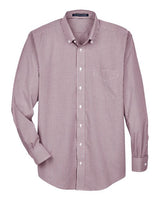 Devon & Jones D640 Men's Crown Woven Collection Gingham Check #color_BURGUNDY