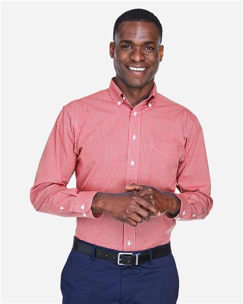 Devon & Jones D640 Men's Crown Woven Collection Gingham Check #color_RED