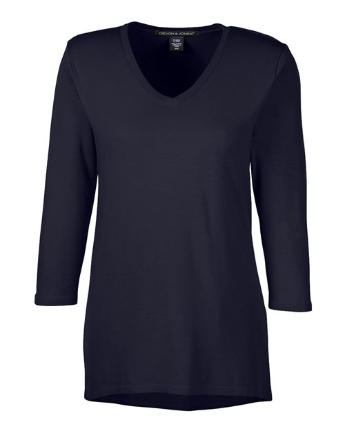 Devon & Jones DP184W Ladies' Perfect Fit Bracelet-Length V-Neck Top #color_BLACK