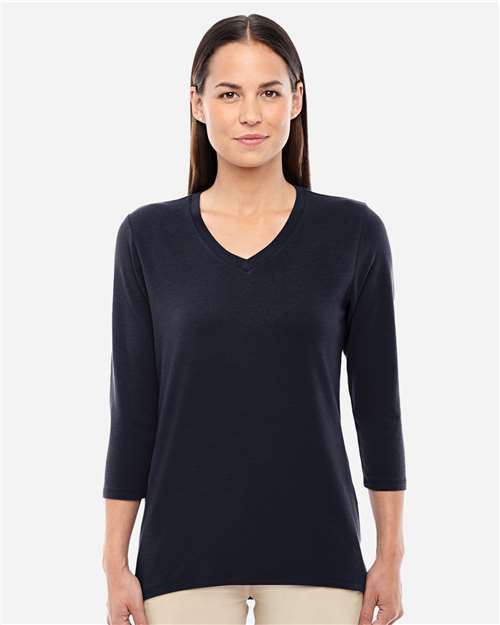 Devon & Jones DP184W Ladies' Perfect Fit Bracelet-Length V-Neck Top #color_BLACK