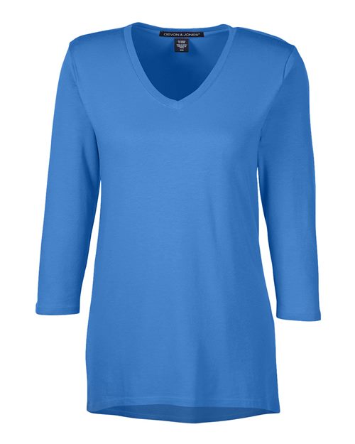 Devon & Jones DP184W Ladies' Perfect Fit Bracelet-Length V-Neck Top #color_FRENCH BLUE