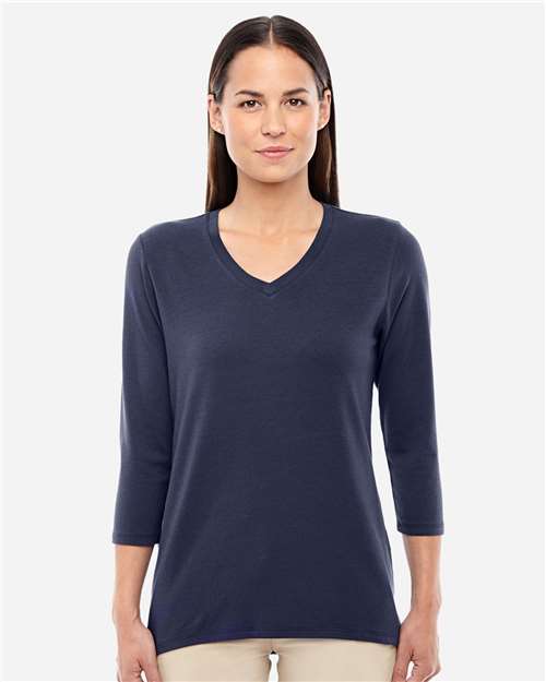 Devon & Jones DP184W Ladies' Perfect Fit Bracelet-Length V-Neck Top #color_NAVY