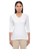 Devon & Jones DP184W Ladies' Perfect Fit Bracelet-Length V-Neck Top #color_WHITE