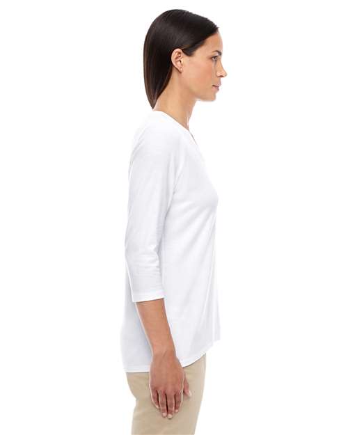 Devon & Jones DP184W Ladies' Perfect Fit Bracelet-Length V-Neck Top #color_WHITE