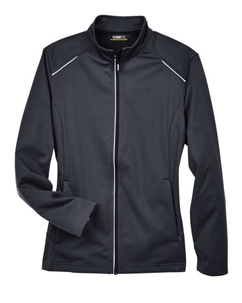 Core 365 CE708W Ladies' Techno Lite Three-Layer Knit Tech-Shell #color_BLACK