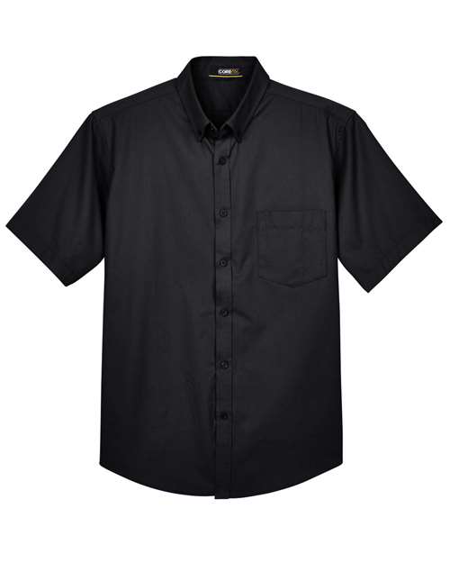 Core 365 88194 Men's Optimum Short-Sleeve Twill Shirt #color_BLACK