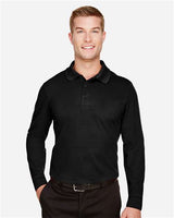 Devon & Jones DG20L CrownLux Performance Men's Plaited Long Sleeve Polo #color_BLACK