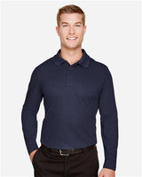 Devon & Jones DG20L CrownLux Performance Men's Plaited Long Sleeve Polo #color_NAVY