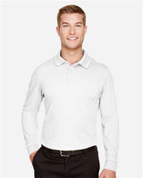 Devon & Jones DG20L CrownLux Performance Men's Plaited Long Sleeve Polo #color_WHITE