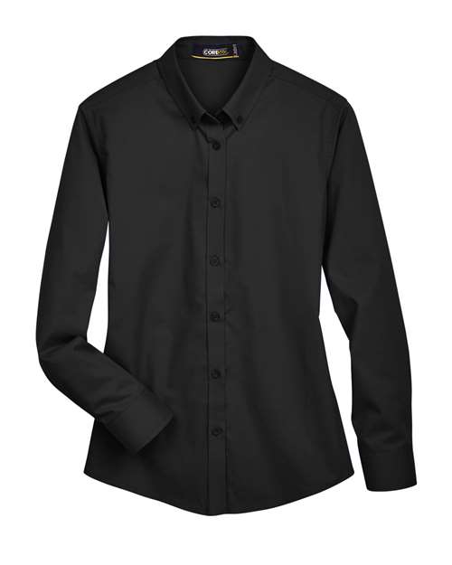 Core 365 78193 Ladies' Operate Long-Sleeve Twill Shirt #color_BLACK