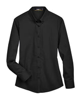 Core 365 78193 Ladies' Operate Long-Sleeve Twill Shirt #color_BLACK