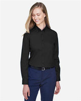 Core 365 78193 Ladies' Operate Long-Sleeve Twill Shirt #color_BLACK