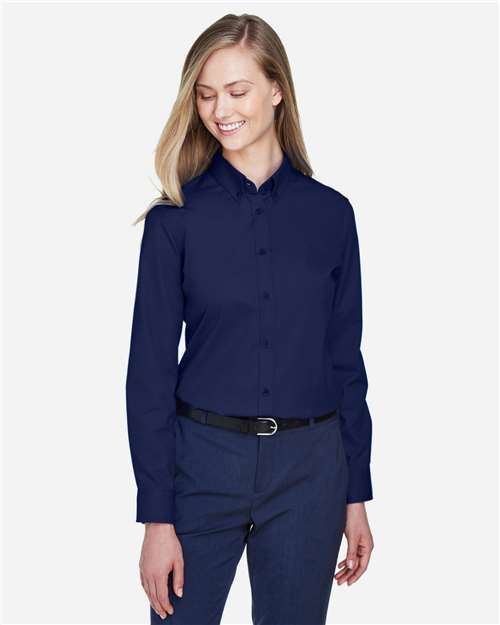 Core 365 78193 Ladies' Operate Long-Sleeve Twill Shirt #color_CLASSIC NAVY