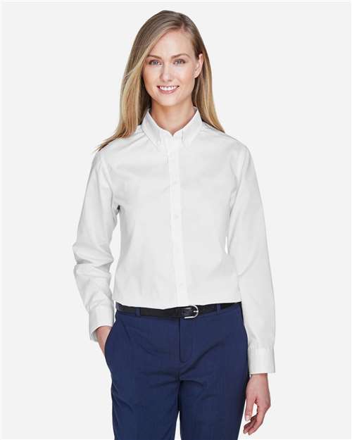 Core 365 78193 Ladies' Operate Long-Sleeve Twill Shirt #color_WHITE