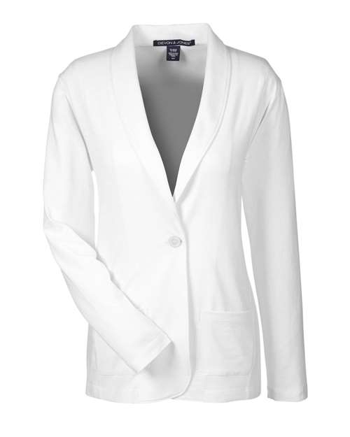 Devon & Jones DP462W Ladies' Perfect Fit Shawl Collar Cardigan #color_WHITE