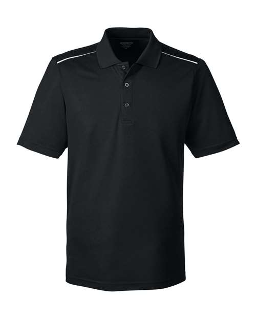Core 365 88181R Men's Radiant Performance Piqu Polo withReflective Piping #color_BLACK