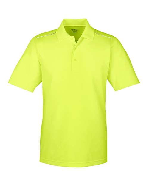 Core 365 88181R Men's Radiant Performance Piqu Polo withReflective Piping #color_SAFETY YELLOW