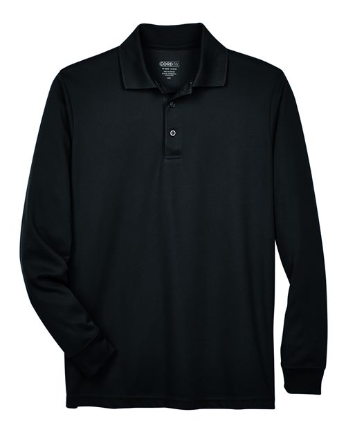 Core 365 88192T Men's Tall Pinnacle Performance Long-Sleeve Piqu Polo #color_BLACK