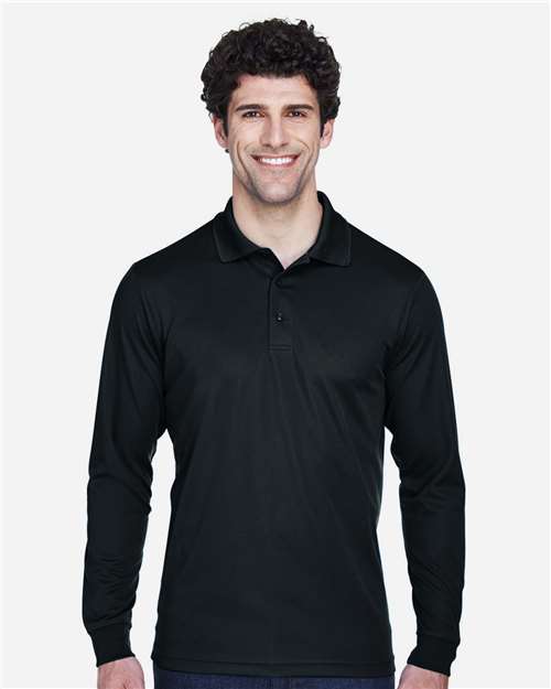 Core 365 88192T Men's Tall Pinnacle Performance Long-Sleeve Piqu Polo #color_BLACK