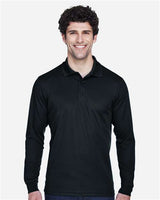 Core 365 88192T Men's Tall Pinnacle Performance Long-Sleeve Piqu Polo #color_BLACK