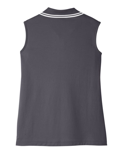 Devon & Jones DG20SW Ladies' CrownLux Performance Plaited Tipped Sleeveless Polo #color_GRAPHITE/ WHITE