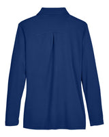 Devon & Jones DG20LW CrownLux Performance Ladies' Plaited Long Sleeve Polo #color_TRUE ROYAL