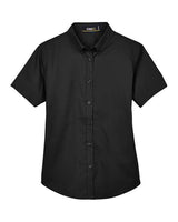Core 365 78194 Ladies' Optimum Short-Sleeve Twill Shirt #color_BLACK