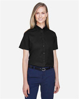 Core 365 78194 Ladies' Optimum Short-Sleeve Twill Shirt #color_BLACK