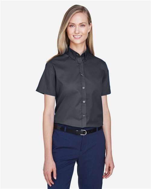 Core 365 78194 Ladies' Optimum Short-Sleeve Twill Shirt #color_CARBON