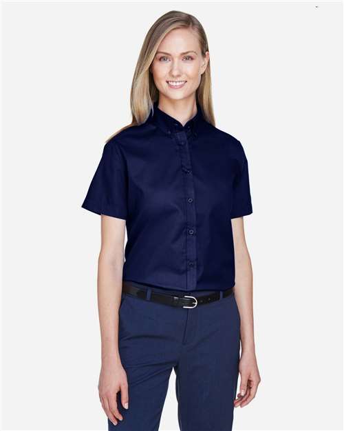 Core 365 78194 Ladies' Optimum Short-Sleeve Twill Shirt #color_CLASSIC NAVY