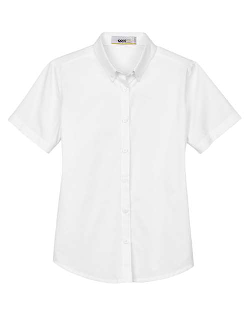 Core 365 78194 Ladies' Optimum Short-Sleeve Twill Shirt #color_WHITE