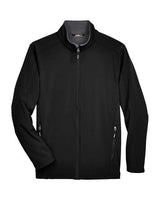 Core 365 88184T Men's Tall Cruise Two-Layer Fleece Bonded SoftShell Jacket #color_BLACK