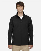 Core 365 88184T Men's Tall Cruise Two-Layer Fleece Bonded SoftShell Jacket #color_BLACK
