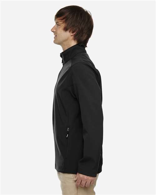 Core 365 88184T Men's Tall Cruise Two-Layer Fleece Bonded SoftShell Jacket #color_BLACK